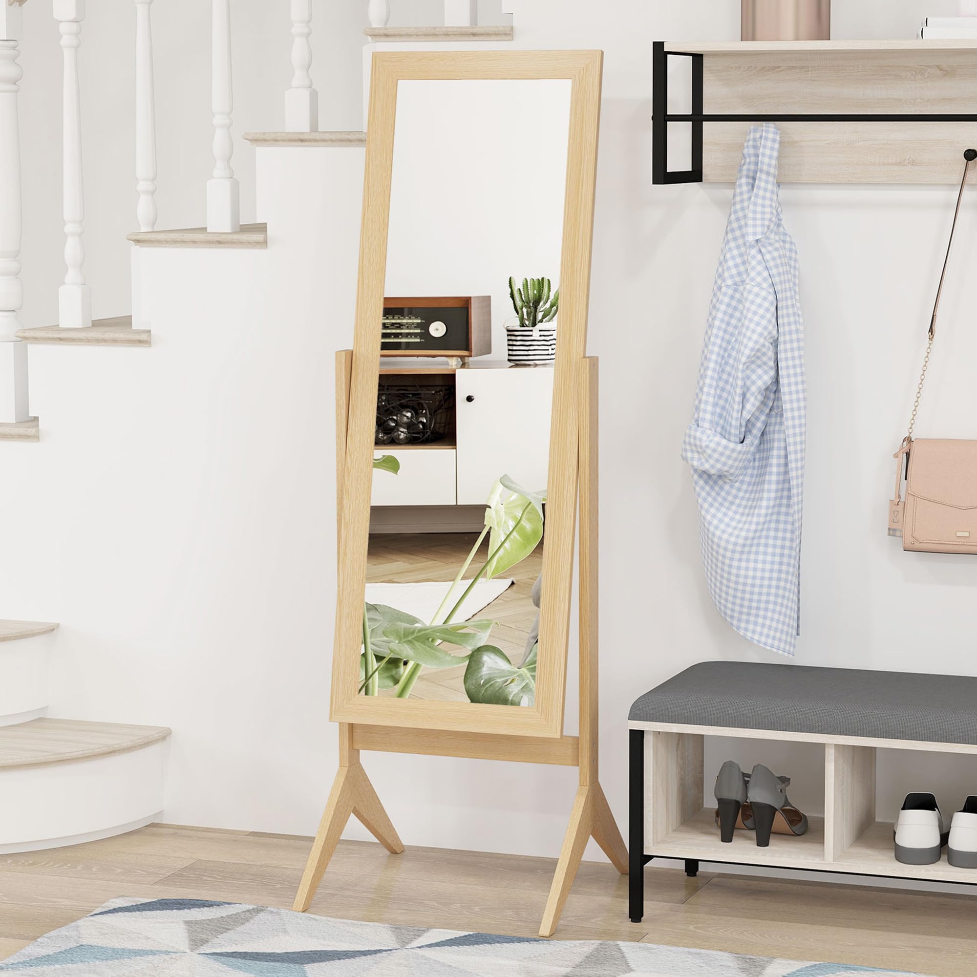 HOMCOM Full Length Mirror, Free Standing Full Body Mirror with
